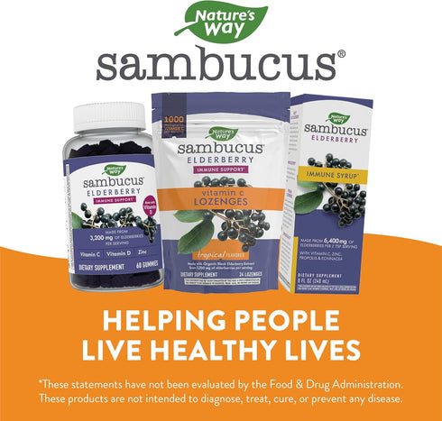 Nature’s Way Sambucus Elderberry Lozenges, 1000 mg Vitamin C per Serving, Tropical Flavor, 24 Count