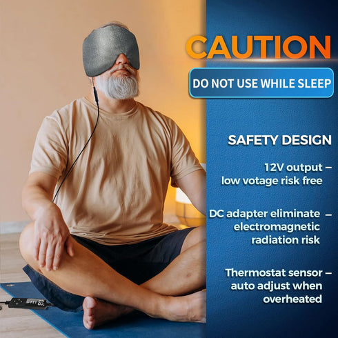 sticro Heated Eye Mask, Extra Large Size for Dry Eyes & Sinus Pressure Relief, Gray - 3 Heat & 5 Timing Settings