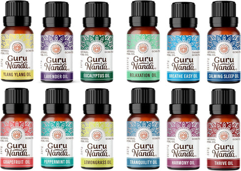 GuruNanda Essential Oils Set for Diffusers - Set of 6 Single Essential