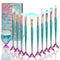 Mermaid Makeup Brushes Set, NIZIYI 11PCS Foundation, Eyebrow, EyeShadow, Lip Brushes with Bag