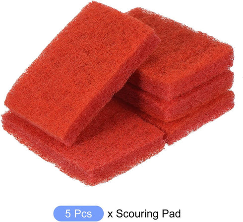 Scouring Pad (15 x 10cm/6"x 4"), 5pcs Kitchen Dishwashing Sponge, Non-Scratch Cleaning Sponges for Pots, Pans, Red