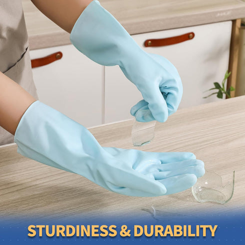 BOOMJOY PVC Cleaning Gloves, Heavy Duty Reusable Dishwashing Gloves for Kitchen, Bathroom, Gardening, 3 Pairs
