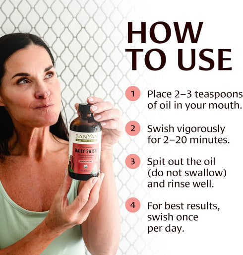 Banyan Botanicals Cinnamon Daily Swish – Organic Ayurvedic Pulling Oil with Coconut Oil, 8 oz