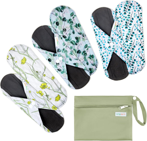 7pcs Set Mini Wet Bag + 6pcs Absorbent Reusable Sanitary Pads/Washable Cloth Menstrual Pads (Autumn, S)