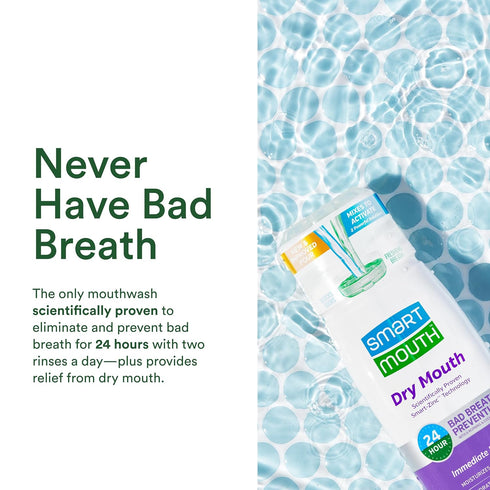 Immediate 16 oz SmartMouth Dry Mouth Zinc Activated Mouthwash & Tongue Cleaner - Dry Mouth Rinse for Relief & Fresh