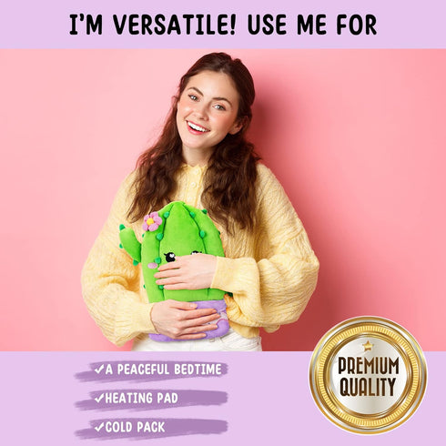 Cactus Microwavable Unscented Heating Pad for Women and Kids, Cute Soft Cozy Plushie Food Toy