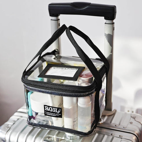 Rough Enough Clear Makeup Toiletry Bag, Large Waterproof Cosmetic Storage Bag for Travel - Black