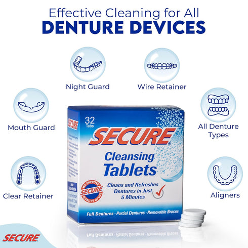 Secure Cleansing Tablets - Parent, 32 Count (Pack of 4)