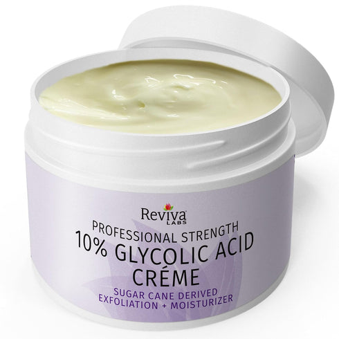 Reviva Labs 10% Glycolic Acid Creme Daily Moisturizer - Natural Sugar Cane Derived Alpha Hydroxy Acid Face Cream