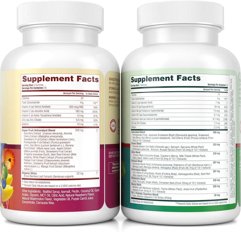 Everyday Debloat & Detox Gummies - Sugar-Free Fruits and Veggies Supplement, 120 Chews, Vegan