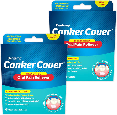 Dentemp Canker Sore Medicine - 2pk Canker Cover, Oral Pain Reliever for Fast Acting Canker Sore Relief