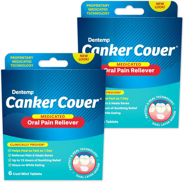 Dentemp Canker Sore Medicine - 2pk Canker Cover, Oral Pain Reliever for Fast Acting Canker Sore Relief
