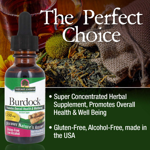 Nature's Answer Burdock Root Extract 1oz with Organic Alcohol | Promotes Overall Well-Being | Gluten Free, Non-GMO,