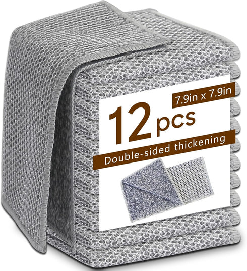 puretor 12Pcs New Upgrade 2-LayerNonScratch Wire Dishcloth, WireDishwashing Rag, Non-Scratch Wire DishwashingRagsfor Wet