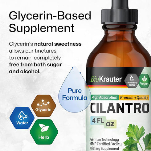 Organic Cilantro Supplement, 4 Fl.Oz., Natural Body Cleansing & Detox Liquid, Vegan, Alcohol-Free Drops