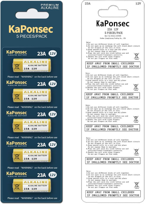 5 Pack 12 Volt Alkaline L1028F 23A Batteries for Ceiling Fan and Remote