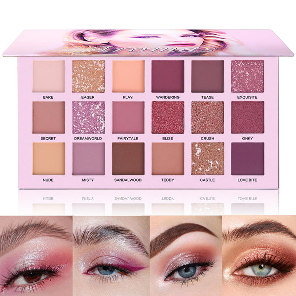 UCANBE Professional 18 Colors Nude Eyeshadow Palette, Long Lasting Multi Reflective Shimmer Matte Glitter Makeup Kit
