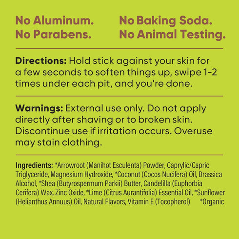 Pretty Frank Natural Aluminum-Free Deodorant Stick, Coconut Lime, 1-Pack, Organic Ingredients for Sensitive Skin
