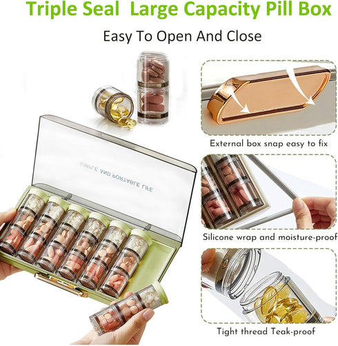 Meifannao 3 7 7 Times a Day Pill Organizer Day, Large Weekly Pill Organizer, Weekly Pill Box with Separate Containers