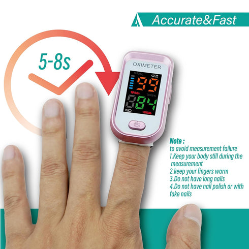 Pulse Oximeter Fingertip - Blood Oxygen Saturation Monitor with Large LED Screen, Lanyard Included (Sports & Aviation