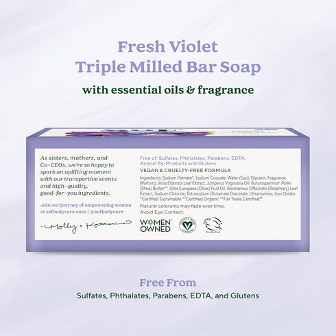 South of France Natural Body Care Triple Milled Large Bar Soap, 6OZ (Violet Bouquet, 1 Bar)
