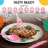 Exquisite Disposable Pink Plastic Knives, 50 Pcs Heavy Duty Cutlery, Pink Disposable Flatware for Parties