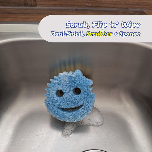 Mommy Pack Scrub Daddy Scrub Cleaning Sponges - Dual Sided Non Scratch Sponge Scourers, Smiley Kitchen Sponges