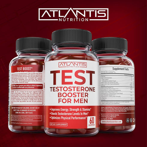 Testosterone Booster Gummies for Men, Male Enhancement, Boosts Energy & Optimizes Physical Performance, 60 Gummies