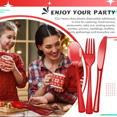 150 Pieces Heavy Duty Disposable Cutlery Set, Plastic Silverware with 50 Forks, 50 Knives, 50 Spoons for Parties