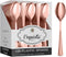 120 Pack Heavy Duty Rose Gold Plastic Spoons - Disposable Silverware for Catering, Parties, Weddings