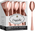 120 Pack Heavy Duty Rose Gold Plastic Spoons - Disposable Silverware for Catering, Parties, Weddings