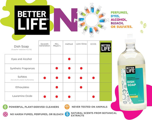 Better Life Dish Soap, Unscented, 22 Ounces