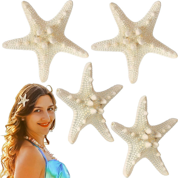 Syhood 4 Pcs Resin Starfish Hair Clip, Mermaid Hair Accessories for Women, Costume Jewelry