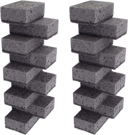 Black Multi Use Scrub Sponges, Made in Europe, 18 Pack, 4.3x2.8x1.4 inches, Heavy Duty Fiber, Odorless Durable Scrubber