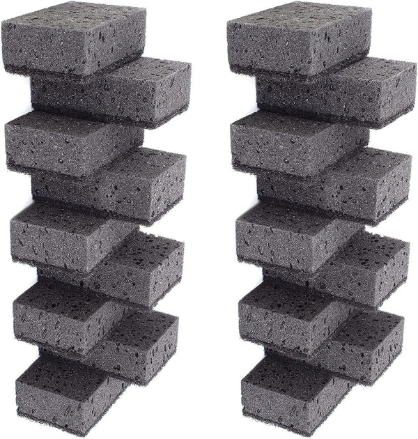 Black Multi Use Scrub Sponges, Made in Europe, 18 Pack, 4.3x2.8x1.4 inches, Heavy Duty Fiber, Odorless Durable Scrubber