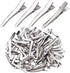 Single Prong Alligator Hairpins, 100 Pieces Silver Metal Curl Crocodile Hair Clips, 39mm for Hair Care Salon DIY Craft