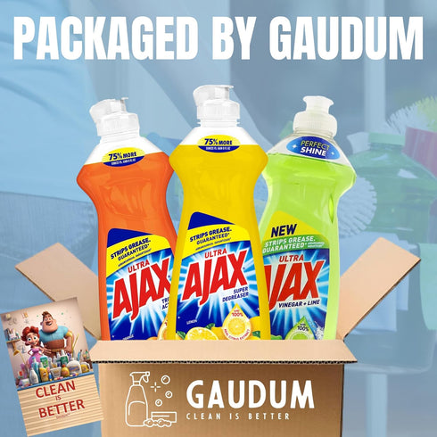 Ajax Dish Soap, Super Degreaser, 14 FL OZ (Lemon, Orange, Lime) Variety Pack of 3