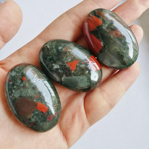 African Bloodstone Mini Oval Palm Pocket Healing Crystal Massage Spa Energy Stone,Crystals and Healing Stones