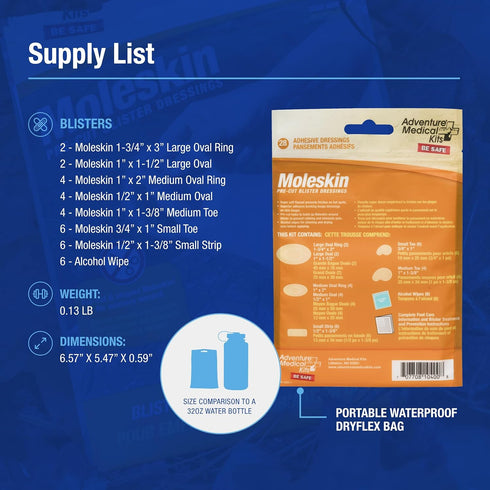 Adventure Medical Kits - Moleskin Pre-Cut and Shaped, 3 Pack