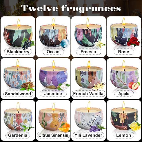 Set 36 Pack 2.5 OZ Scented Candles Gifts Soy Wax Travel Tin Jar Candles for Home for Mom for Christmas, Home Scented