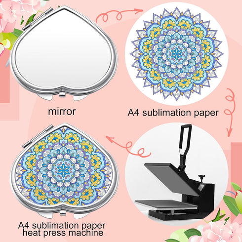 Jetec 6 Pcs Sublimation Blanks - Small Compact Mirror Bulk Folding Pocket Makeup Mirror for Women Gift Travel