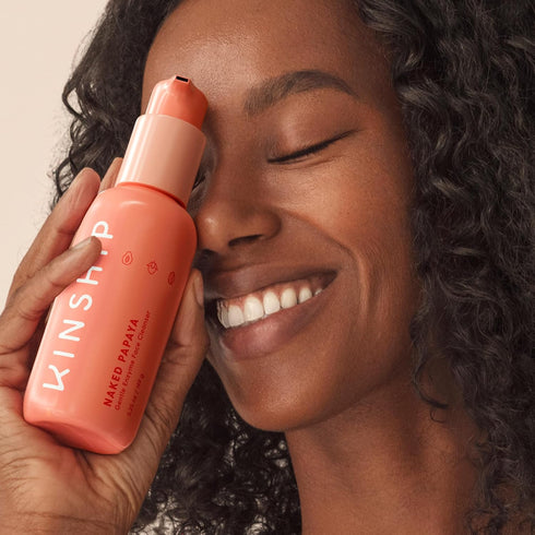 Kinship Naked Papaya Gentle Enzyme Milky Cleanser - Jojoba Oil Facial Cleanser for All Skin Types, 5.25 Oz