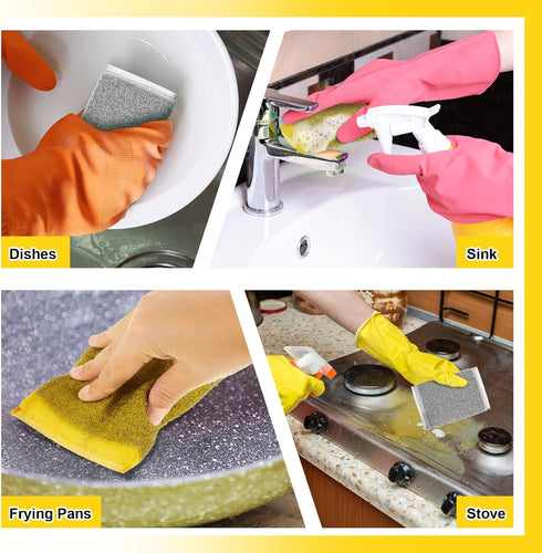 24 Pack Steel Scrub Sponges for Dishes, Non Scratch Scouring Sponge, Heavy Duty Dish Wash Kitchen Sponge for Pot