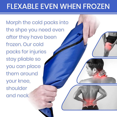 2 Pack Large Ice Packs for Injuries, 11" x 14.5", Hot & Cold Reusable Gel Pack, Durable Construction, Flexible When