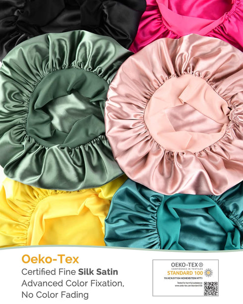 YANIBEST Satin Bonnet for Sleeping, Double Layer Satin Lined Hair Bonnet with Tie Band for Women