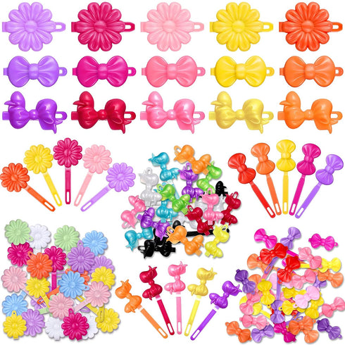 Janinka 72 Pieces Self-Hinge Plastic Hair Clips, Colorful Cute Barrettes and Pins for Toddler Girls