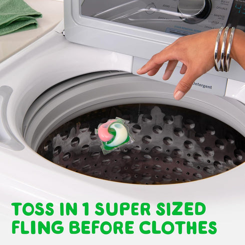 Gain Super Sized Flings Laundry Detergent Pacs, 32 Count, 3-in-1 with Febreze and Oxi, Happy Scent