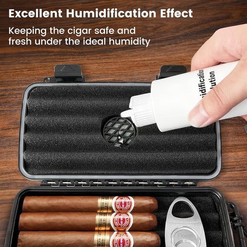 Flauno Travel Cigar Humidor Case, Portable Cigar Box with Humidifier Disc & Cigar Cutter, Waterproof and Crushproof