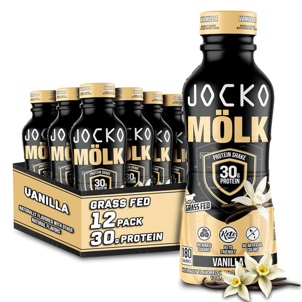 Jocko Moelk 30g Grass Fed Protein Shakes | No Added Sugar KETO Friendly Ready to Drink 12 FL Oz