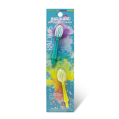 RADIUS Big Kidz Forever Brush Replacement Heads, 2 Heads, Extra Soft, BPA Free, ADA Accepted, 6 Years and Up